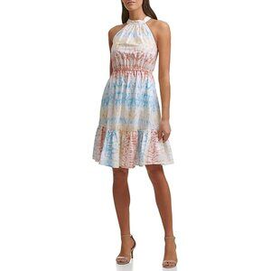 Kensie Women's Dress Cotton Casual Multicolor Tie-Dye Sleeveless Dress Size 14